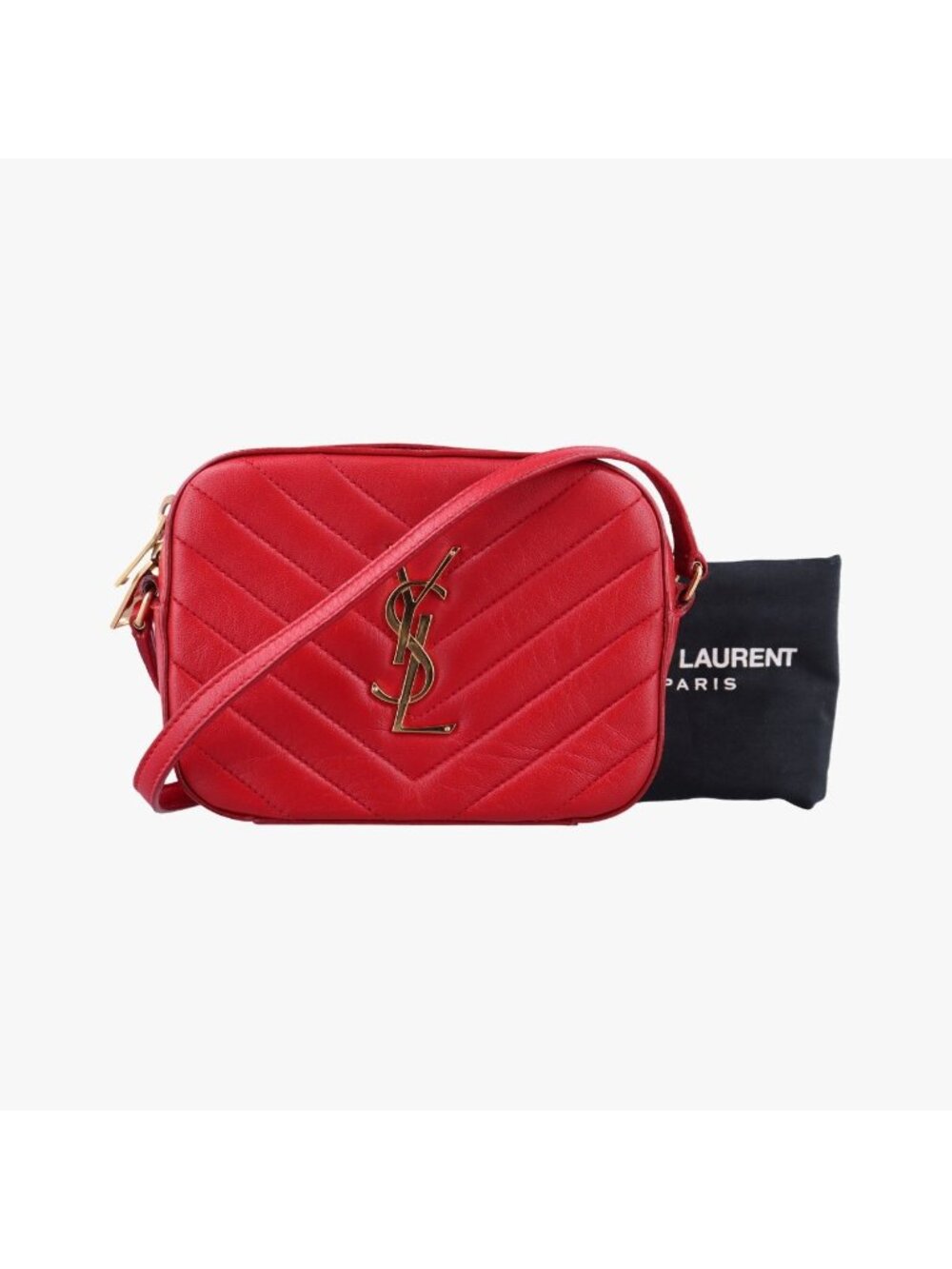 Saint Laurent Lou Camera Red Leather Shoulder Bag